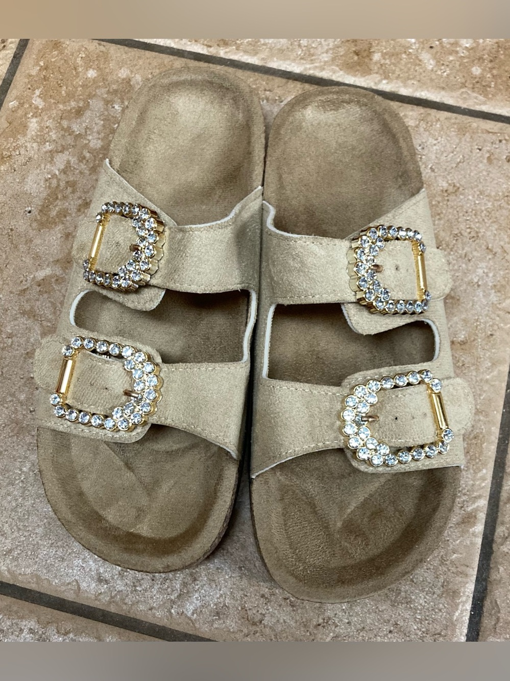 Bedazzled Suede Sandals